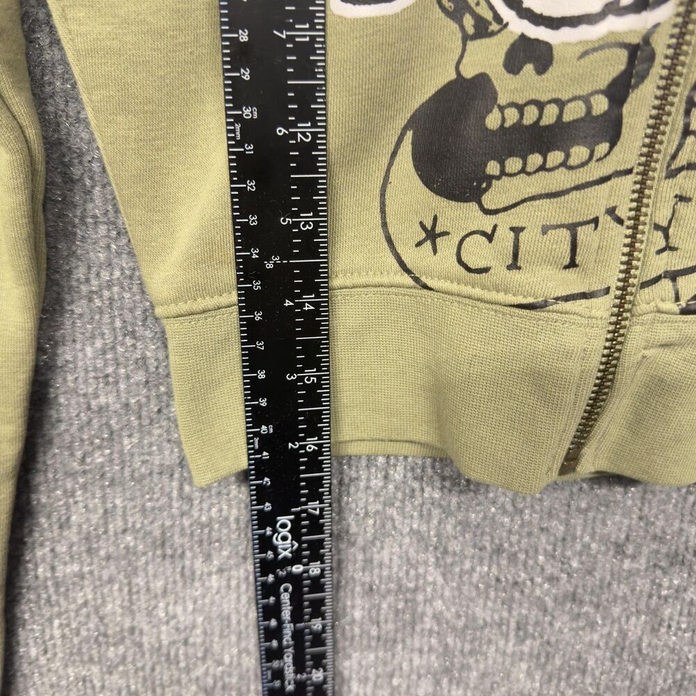 Ed Hardy Hoodie Womens XS Green Cropped Full Zip Tattoo Graphic Skull Eagle Y2K - Picture 6 of 12
